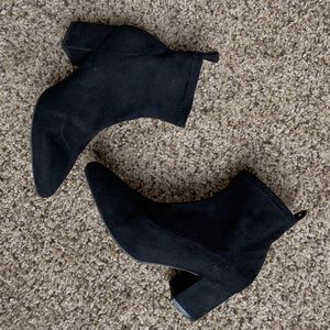 black stretch booties